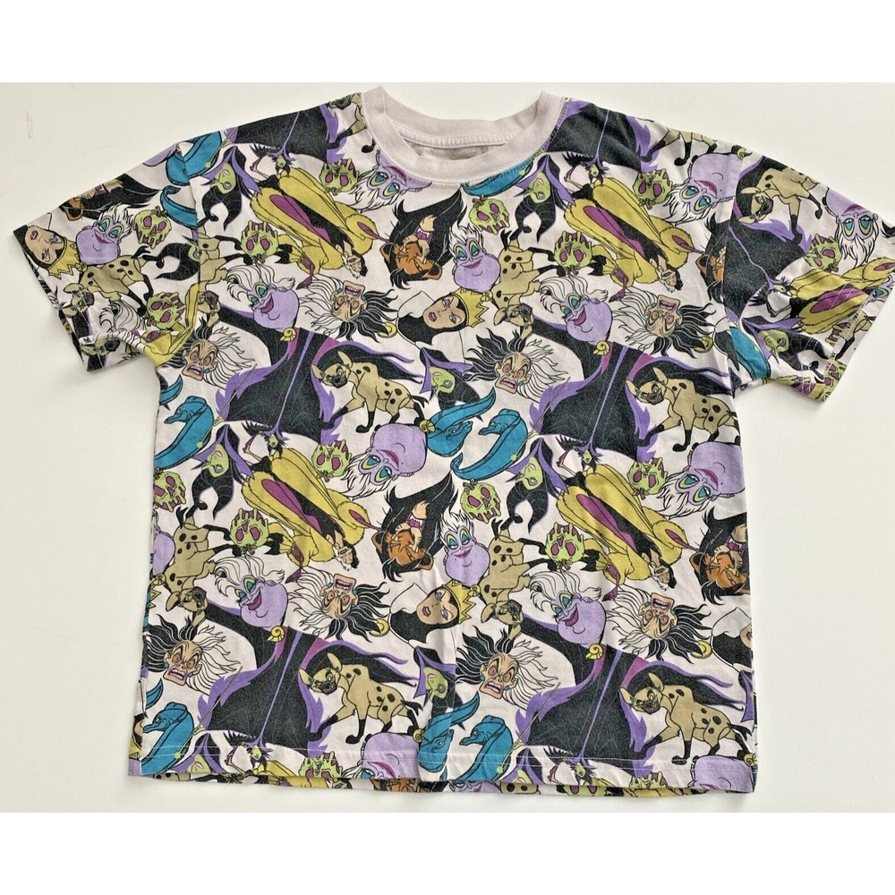 Disney Villains T-Shirt Small Multicolor Good All Over Print Graphic Tee